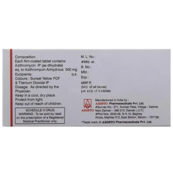 azivent 500mg tablet 5's
